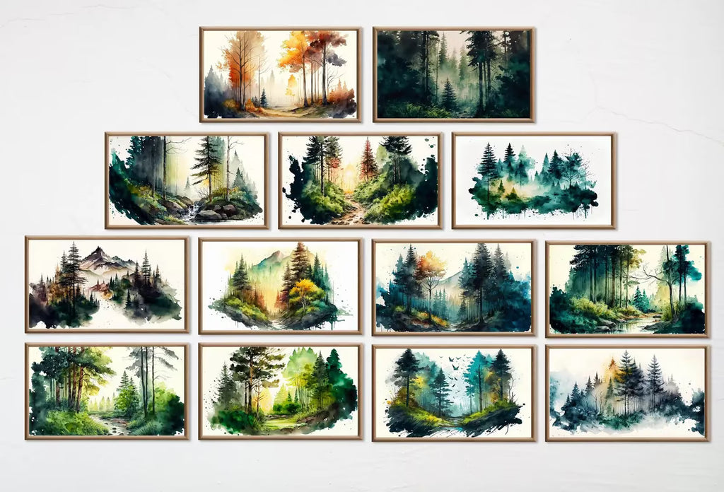 Set of 25 Samsung Frame TV 4K Art. Forests Landscape Watercolor Paintings. Nature Collection TV Art Set. Instant Download Frame TV Art – Frame TV Art Set