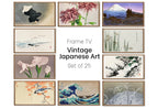 Set of 25 Samsung Frame TV 4K Art. Vintage Japanese Paintings Collection. Antique Japanese Art Set. Instant Download Japanese Frame TV Art displayed on Samsung Frame TV on a living room wall.