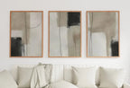 Set of 3 Modern Neutral Abstract Printable Wall Art. Black and Beige Minimalist Abstract Prints. Neutral Gallery Wall. Japandi Wall Decor