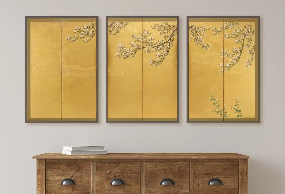 Set of 3 Prints. Cherry Blossom Branches. 3 Piece Wall Art. Japanese Print Set. Vintage Wall Art. Gallery Wall Set. Minimalist Home Decor – Printable Wall Art Set