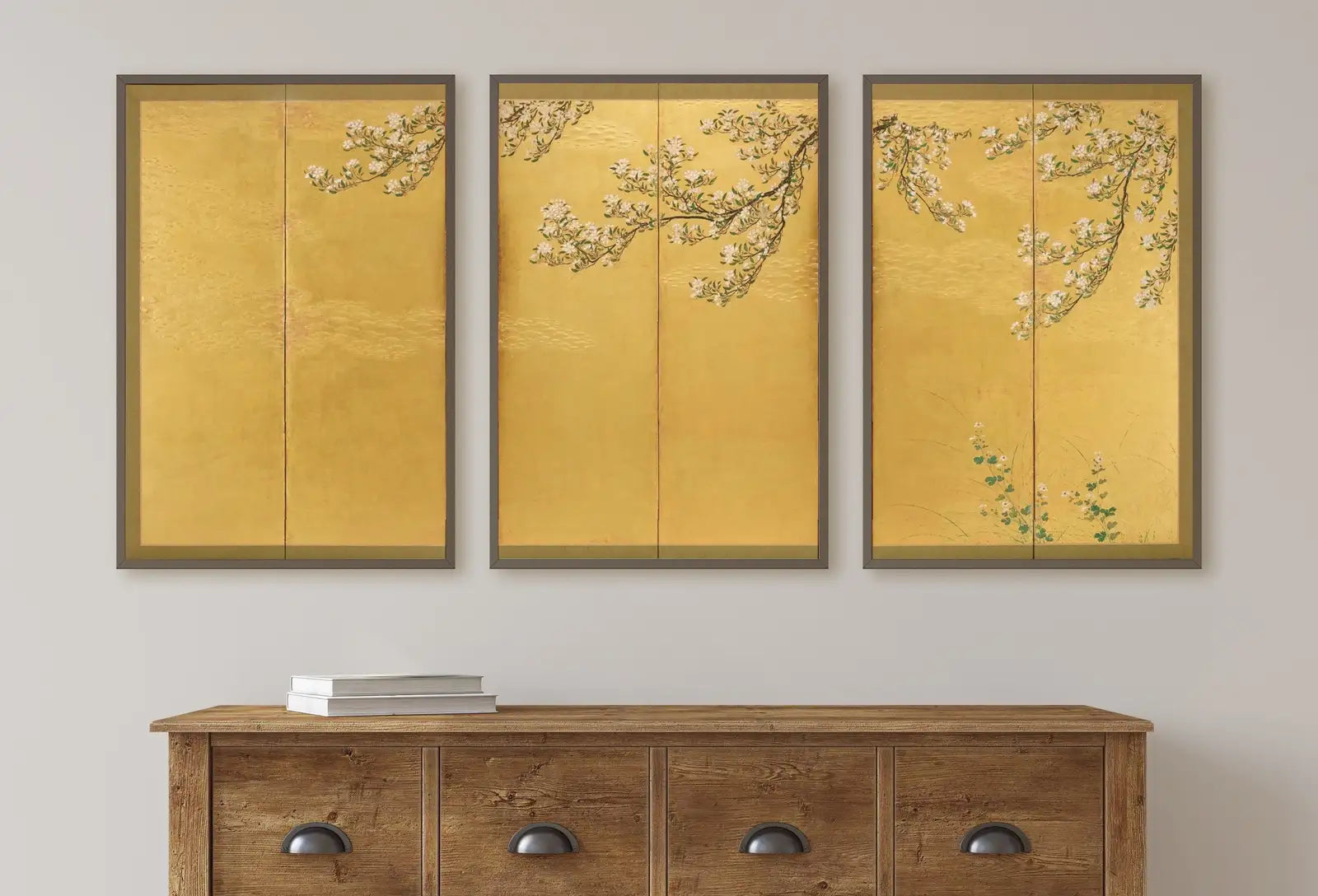 Set of 3 Prints. Cherry Blossom Branches. 3 Piece Wall Art. Japanese Print Set. Vintage Wall Art. Gallery Wall Set. Minimalist Home Decor – Printable Wall Art Set (Digital Download) – Digital Download