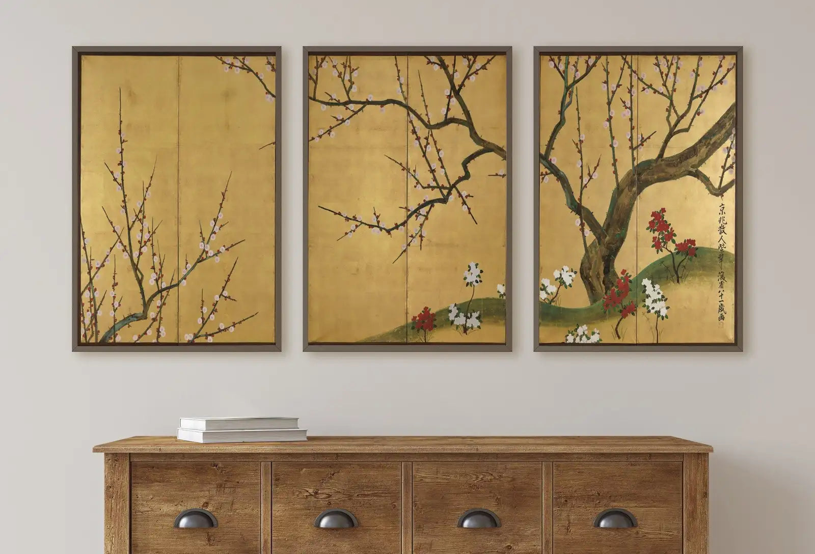 Set of 3 Prints. Plum Trees. 3 Piece Wall Art. Japanese Print Set. Botanical Vintage Wall Art. Gallery Wall Set. Minimalist Home Decor – Printable Wall Art Set (Digital Download)