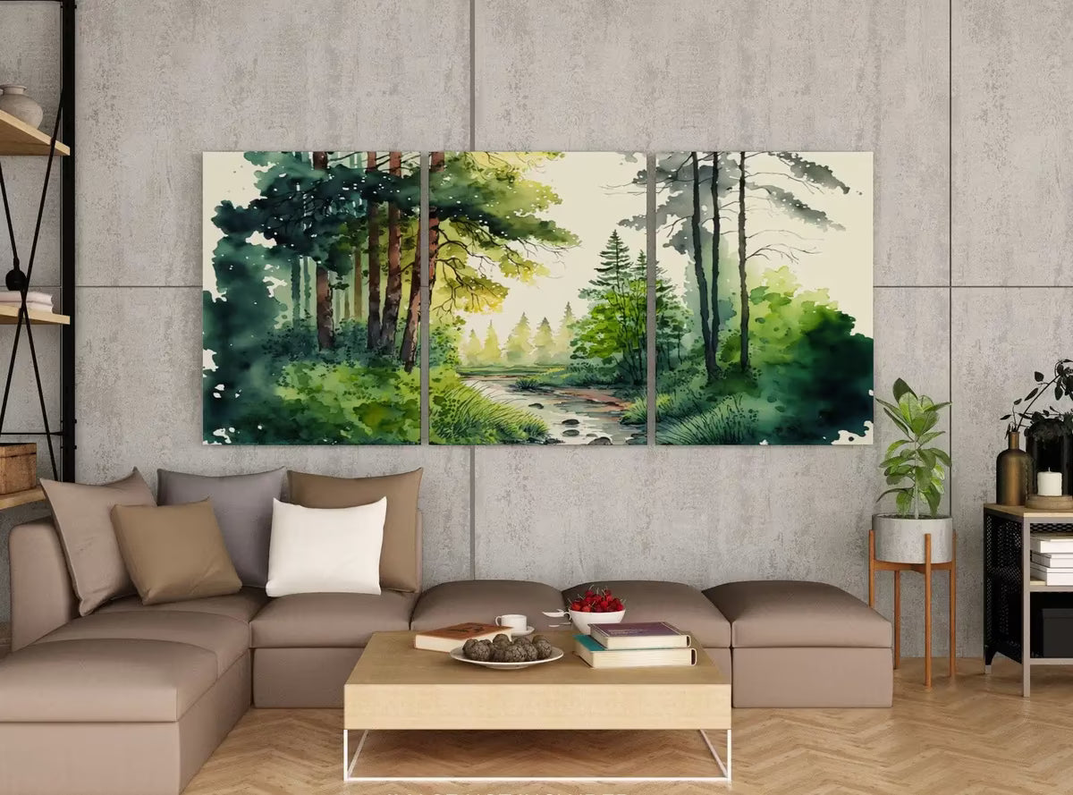 Set of 3 Prints. Watercolor Forest Landscape Prints. 3 Piece Wall Art. Nature Landscape Print Set. Gallery Wall Set. Modern Home Decor – Printable Wall Art Set