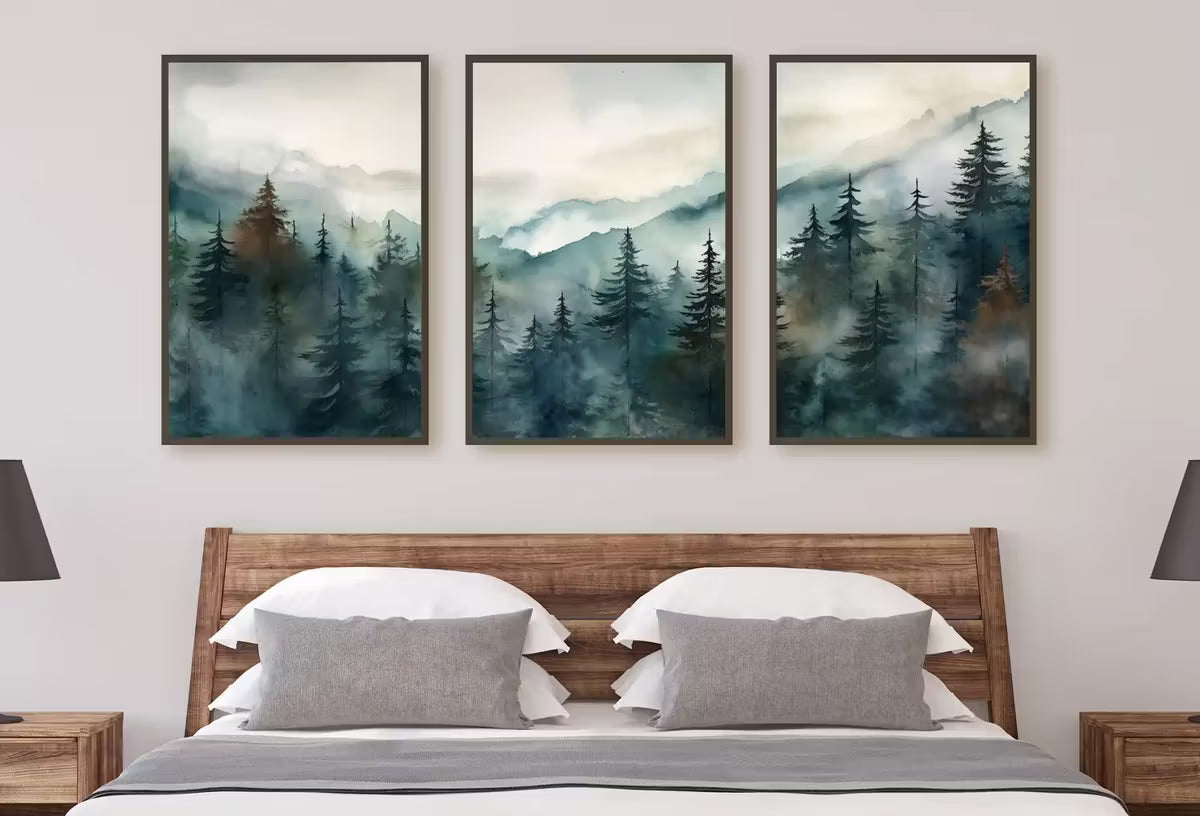 Set of 3 Prints. Watercolor Mountain Prints. 3 Piece Wall Art. Landscape Print Set. Mountain Wall Art. Gallery Wall Set. Modern Home Decor