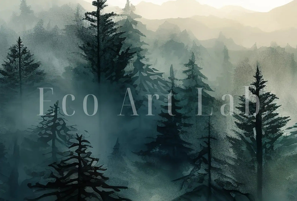 Detail view of artwork from Set of 3 Prints. Watercolor Mountain Prints. Landscape Print Set. Mountain Wall Art. Gallery Wall Set. 3 Piece Wall Art. Modern Home Decor. (variation 2)