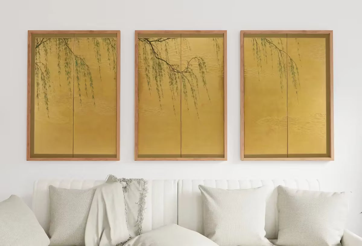 Set of 3 Prints. Willow Branches. 3 Piece Wall Art. Botanical Japanese Print Set. Vintage Wall Art. Gallery Wall Set. Minimalist Home Decor