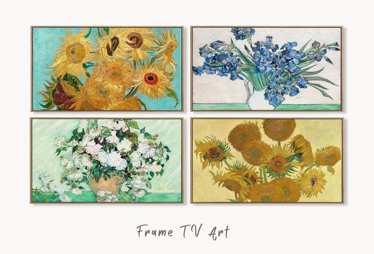 Set of 4 Samsung Frame TV 4K Art. Van Gogh Famous Flowers Paintings Collection. Vincent Van Gogh Art Set. Instant Download Frame TV Art. #2 – Frame TV Art Set