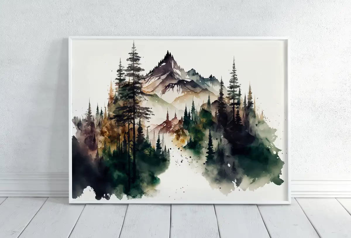 Set of 4 Watercolor Forests Landscape Art. Green Forest Trees Painting Print. Printable Wall Art Nature Decor. Gallery Wall Set. Digital Art – Printable Wall Art Set