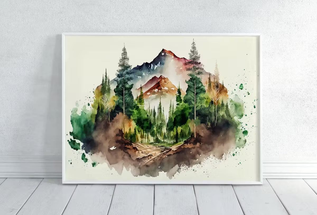 Set of 4 Watercolor Forests Landscape Art. Green Forest Trees Painting Print. Printable Wall Art Nature Decor. Gallery Wall Set. Digital Art – Printable Wall Art Set
