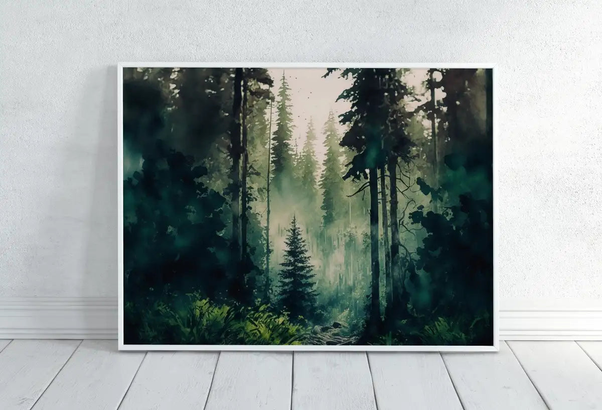 Set of 4 Watercolor Forests Landscape Art. Printable Wall Art. Digital Art Green Forest Trees Painting Print. Nature Decor. Gallery Wall Set – Printable Wall Art Set (Digital Download) – Digital Download