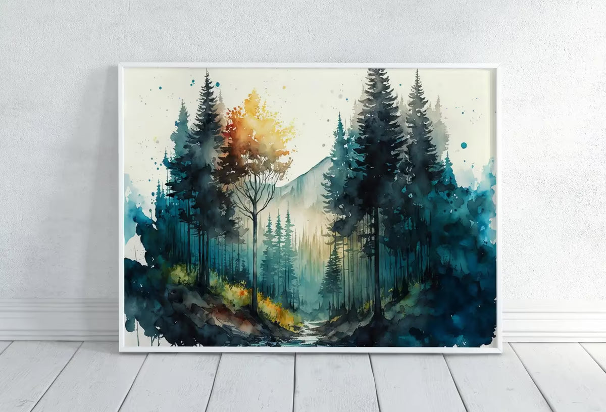 Set of 4 Watercolor Forests Landscape Art. Printable Wall Art. Digital Art Green Forest Trees Painting Print. Nature Decor. Gallery Wall Set – Printable Wall Art Set
