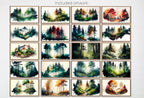 Ensemble de 40 œuvres d’art Frame TV 4K, paysages forestiers à l’aquarelle : Collection d’art nature. Téléchargement instantané pour ces peintures de la nature.