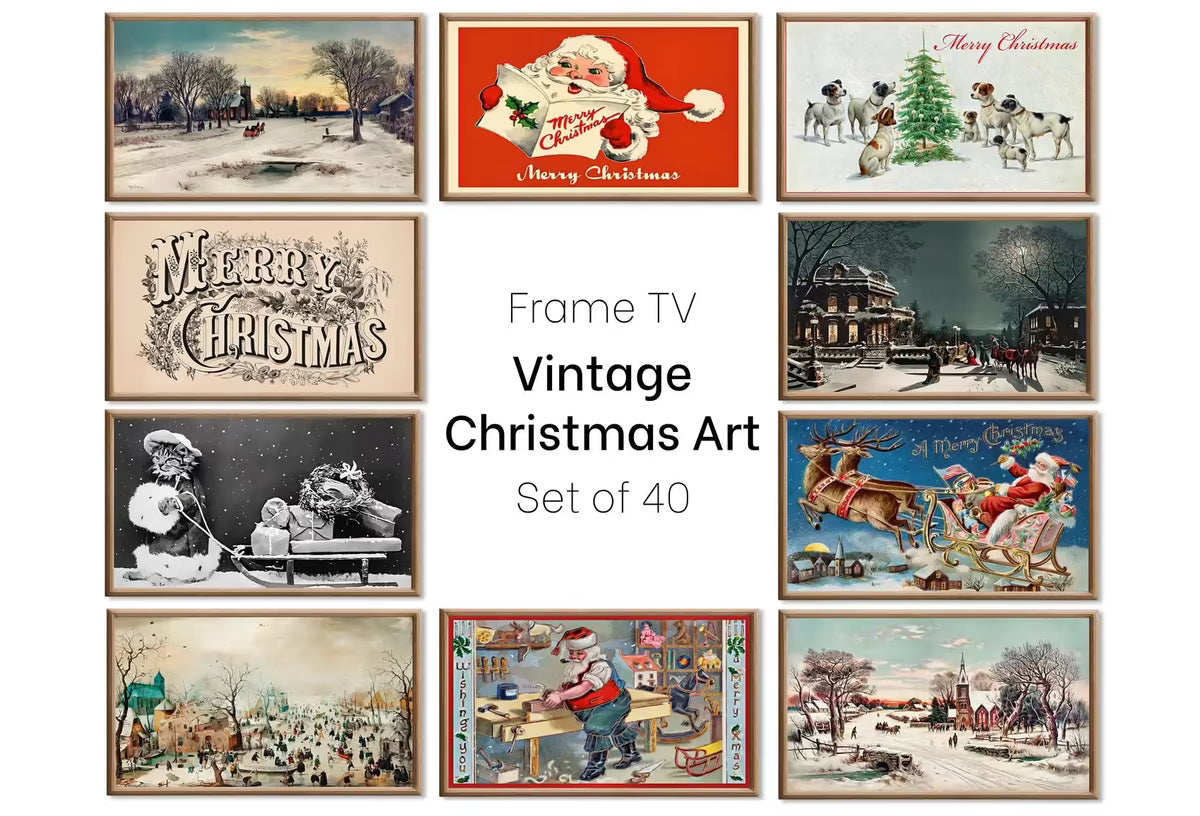 Set of 40 Samsung Frame TV 4K Art. Vintage Christmas Art Digital Collection. Christmas Wall Decor TV Art Set. Instant Download Frame TV Art – Frame TV Art Set