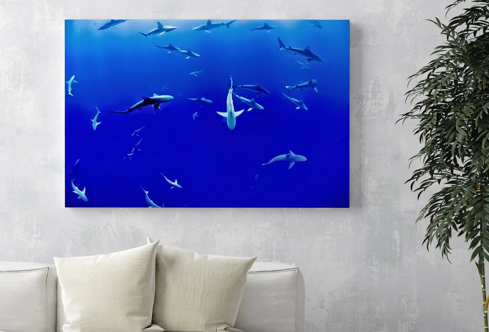 Second included artwork preview from Sharks in Deep Blue Water Instant Download Shark Wall Art Poster. Horizontal Printable Wall Art Shark Decor. Nature Wall Art Nautical Decor featuring various scenes.