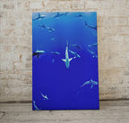 Detail view of artwork from Sharks in Deep Blue Water Instant Download Shark Wall Art Poster. Printable Wall Art Shark Decor. Nature Wall Art Nautical Home Decor. (variation 1)