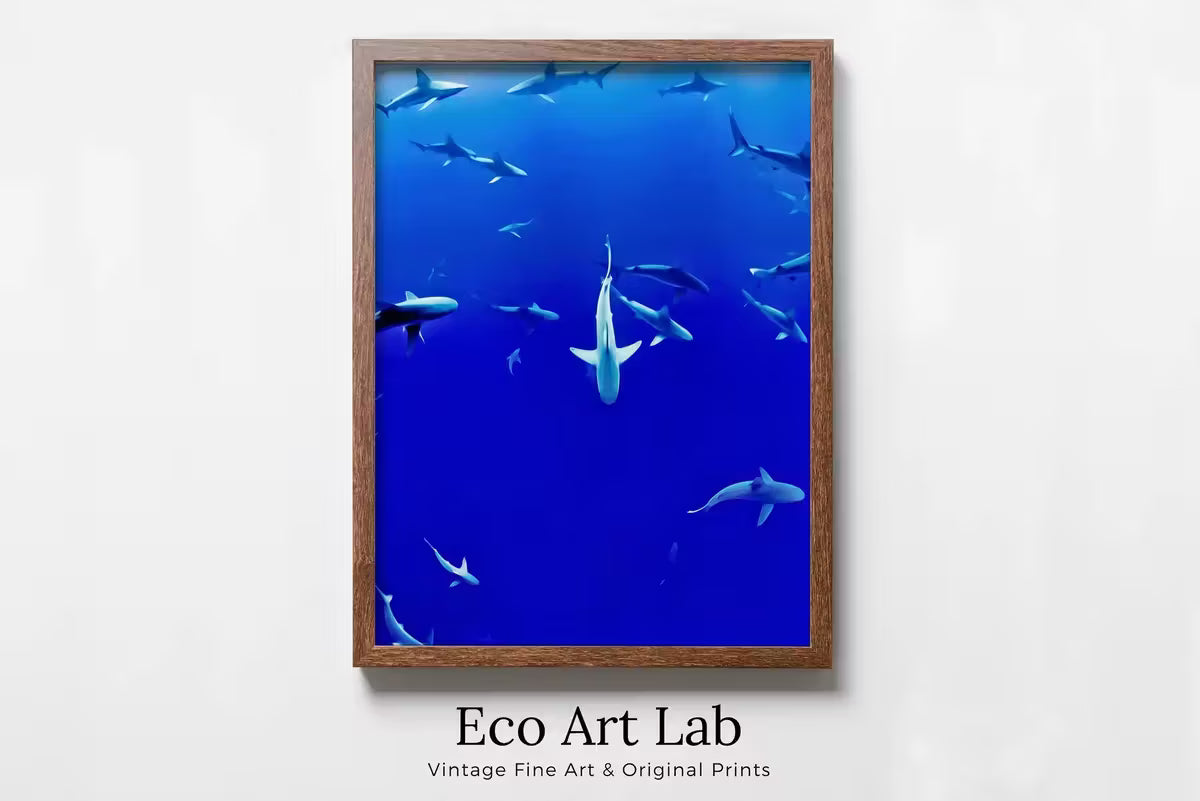 Sharks in Deep Blue Water Instant Download Shark Wall Art Poster. Printable Wall Art Shark Decor. Nature Wall Art Nautical Home Decor – Printable Wall Art