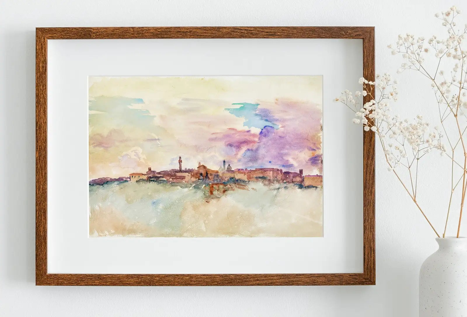 Included artwork preview showing first selection of artworks from Siena Italy Pastel Watercolor Vintage Abstract Landscape Printable Wall Art. Italy Digital Download Art. Vintage Home Decor, Retro Print.