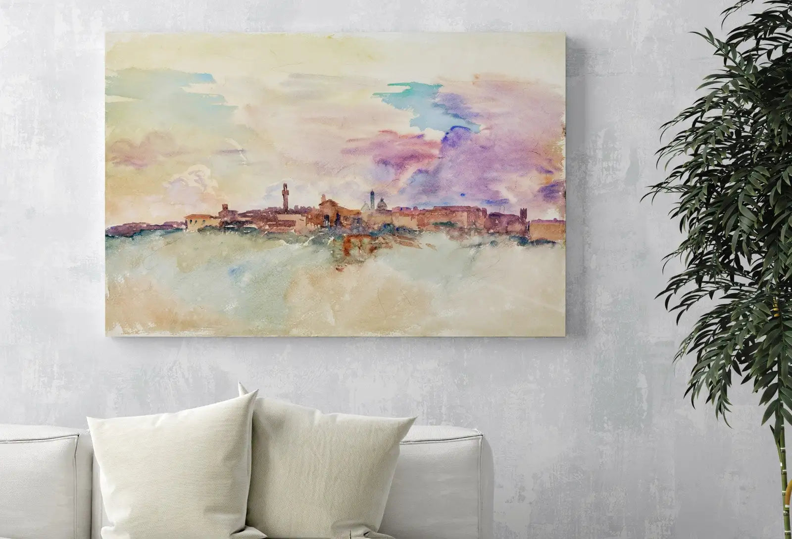 Second included artwork preview from Siena Italy Pastel Watercolor Vintage Abstract Landscape Printable Wall Art. Italy Digital Download Art. Vintage Home Decor, Retro Print featuring various scenes.