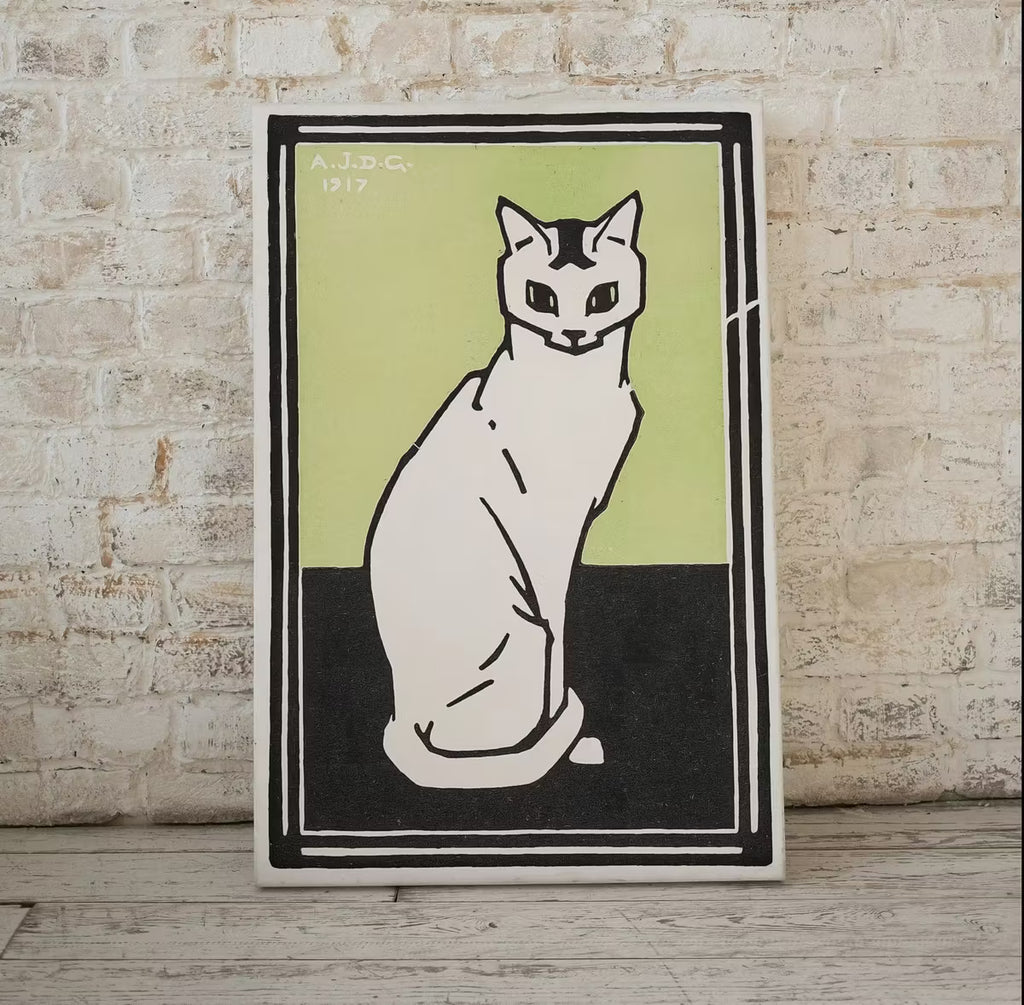 Sitting Cat Vintage Art Nouveau Print Wall Art. Instant Download Cat Painting Retro Julie De Graag Printable Wall Art. Art Nouveau Poster – Printable Wall Art