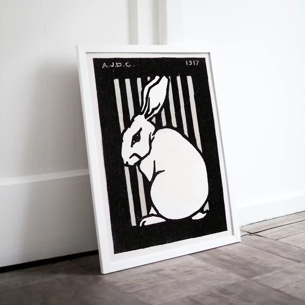 Sitting Rabbit Vintage Art Nouveau Print Wall Art. Instant Download Rabbit Painting Julie De Graag Printable Wall Art, Art Nouveau Poster – Printable Wall Art