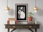 Detail view of artwork from Sitting Rabbit Vintage Art Nouveau Print Wall Art. Instant Download Rabbit Painting Julie De Graag Printable Wall Art, Art Nouveau Poster. (variation 1)