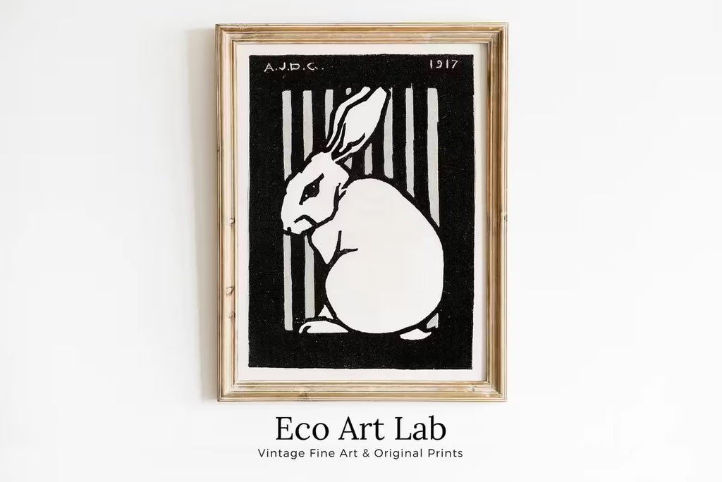 Sitting Rabbit Vintage Art Nouveau Print Wall Art. Instant Download Rabbit Painting Julie De Graag Printable Wall Art, Art Nouveau Poster – Printable Wall Art