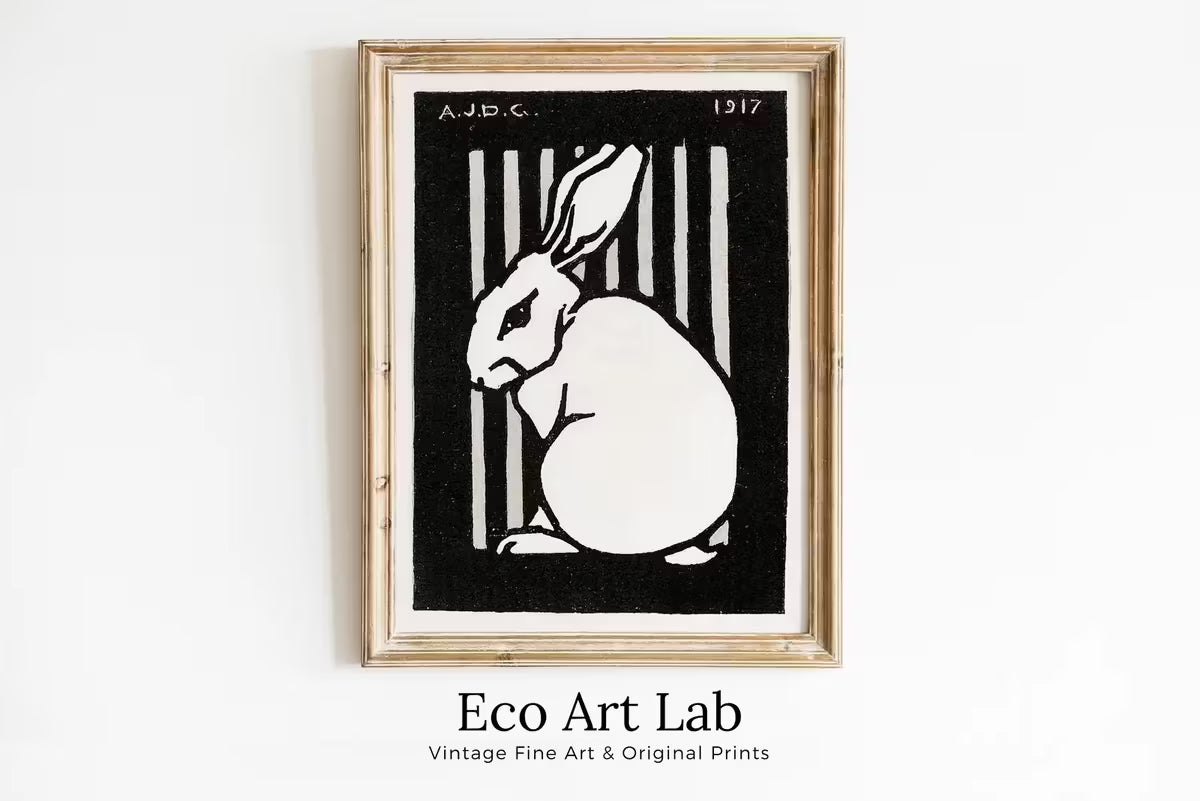 Sitting Rabbit Vintage Art Nouveau Print Wall Art. Instant Download Rabbit Painting Julie De Graag Printable Wall Art, Art Nouveau Poster – Printable Wall Art