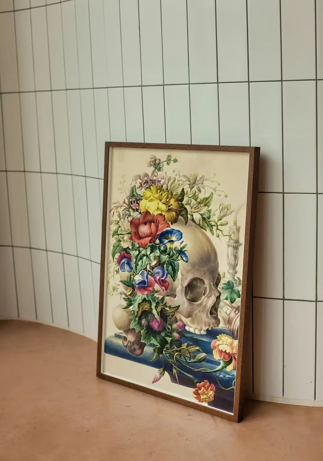 Skull Painting Printable Wall Art, Vintage Skull With Colorful Flowers, Floral Skull Print, , Skull Wall Decor Poster – Printable Wall Art