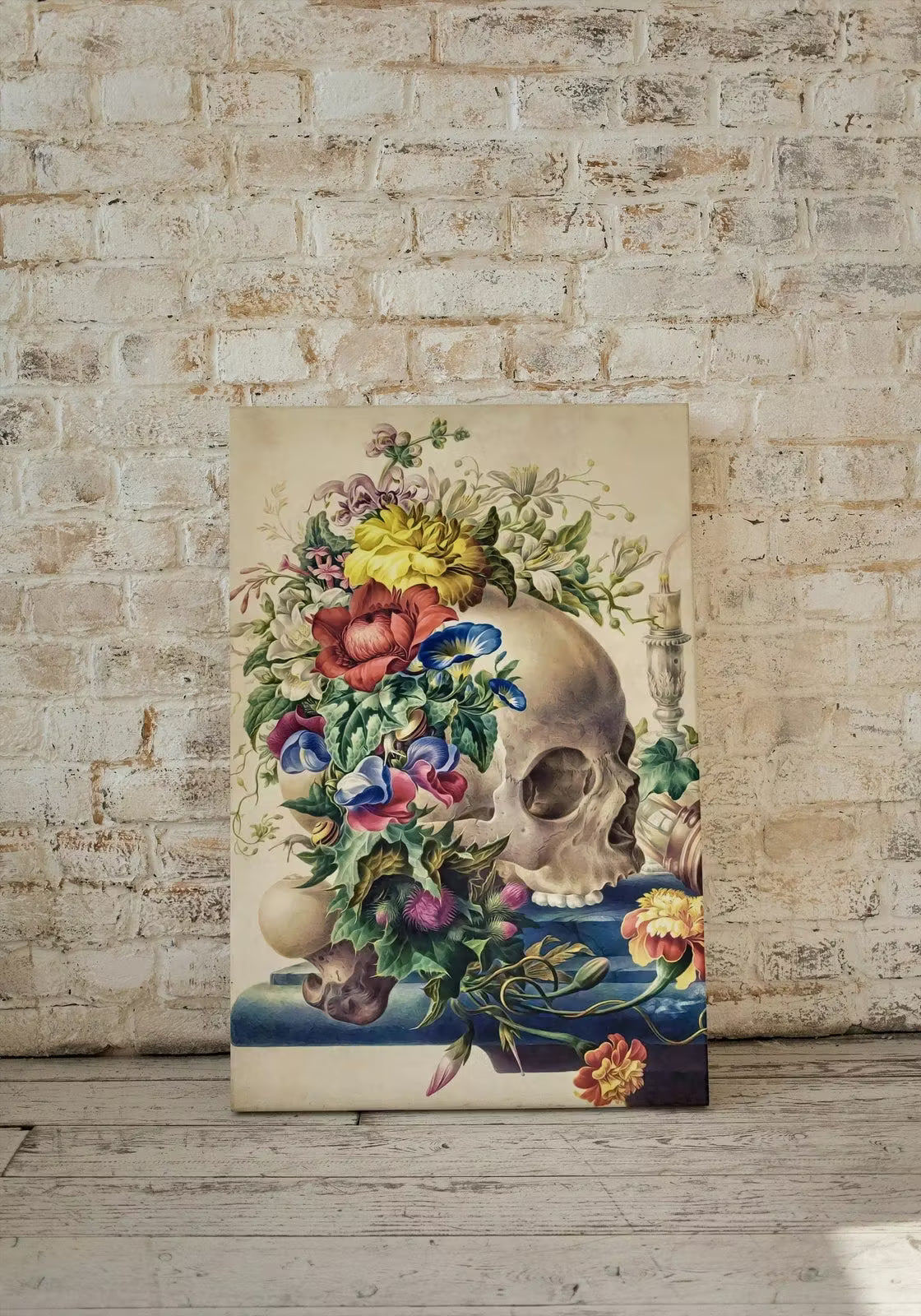 Skull Painting Printable Wall Art, Vintage Skull With Colorful Flowers, Floral Skull Print, , Skull Wall Decor Poster – Printable Wall Art
