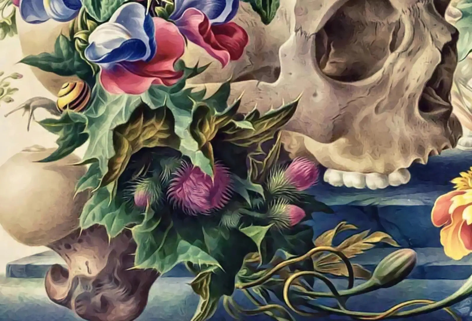 Second included artwork preview from Skull Painting Printable Wall Art, Vintage Skull With Colorful Flowers, Floral Skull Print, Digital Download, Skull Wall Decor Poster featuring various scenes.