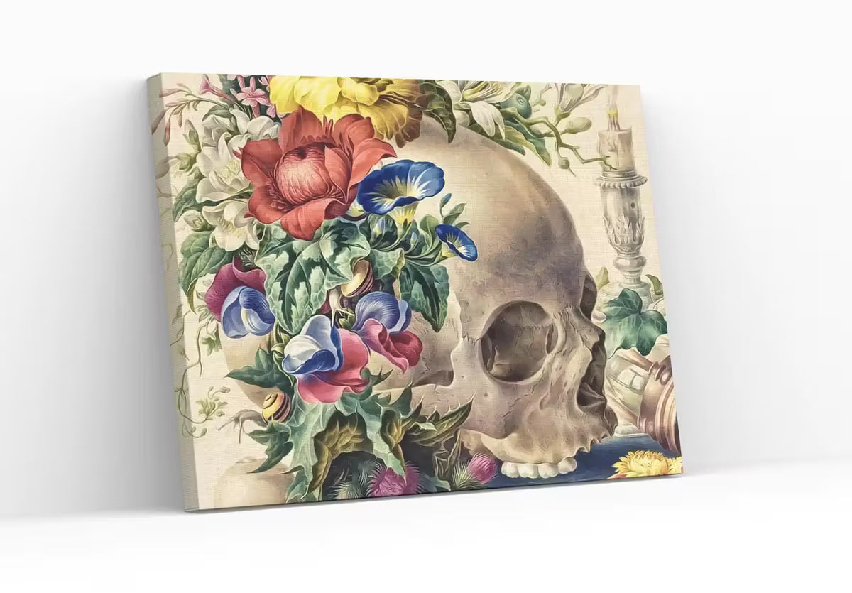 Skull Painting Printable Wall Art, Vintage Skull With Colorful Flowers. Floral Skull Print  Skull Wall Decor Skeleton Poster – Printable Wall Art