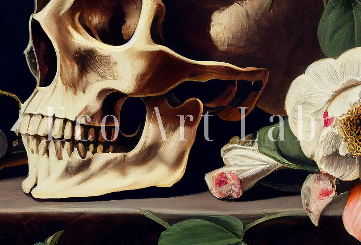 Skull Painting Printable Wall Art. Vintage Style Skull & Colorful Flowers. Floral Skull Print . Skull Wall Decor Poster #11 – Printable Wall Art