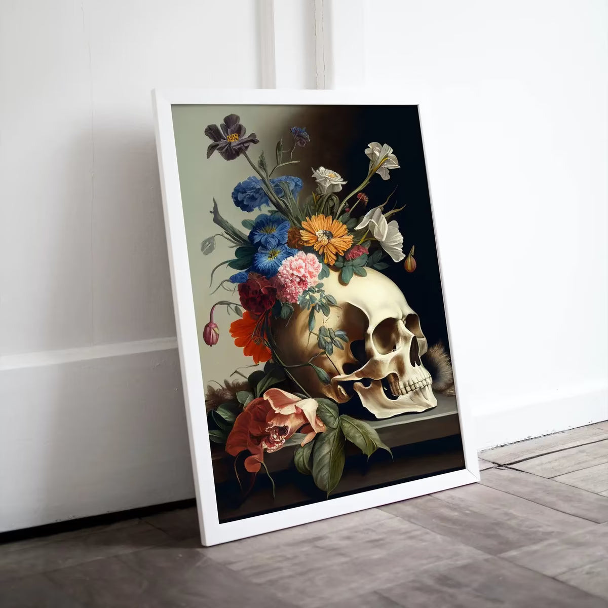 Skull Painting Printable Wall Art. Vintage Style Skull & Colorful Flowers. Floral Skull Print . Skull Wall Decor Poster #8 – Printable Wall Art