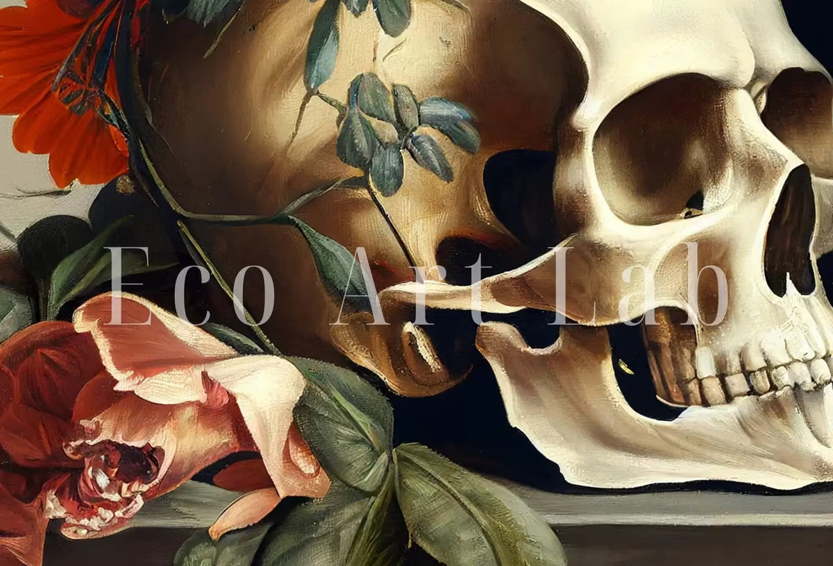 Skull Painting Printable Wall Art. Vintage Style Skull & Colorful Flowers. Floral Skull Print . Skull Wall Decor Poster #8 – Printable Wall Art