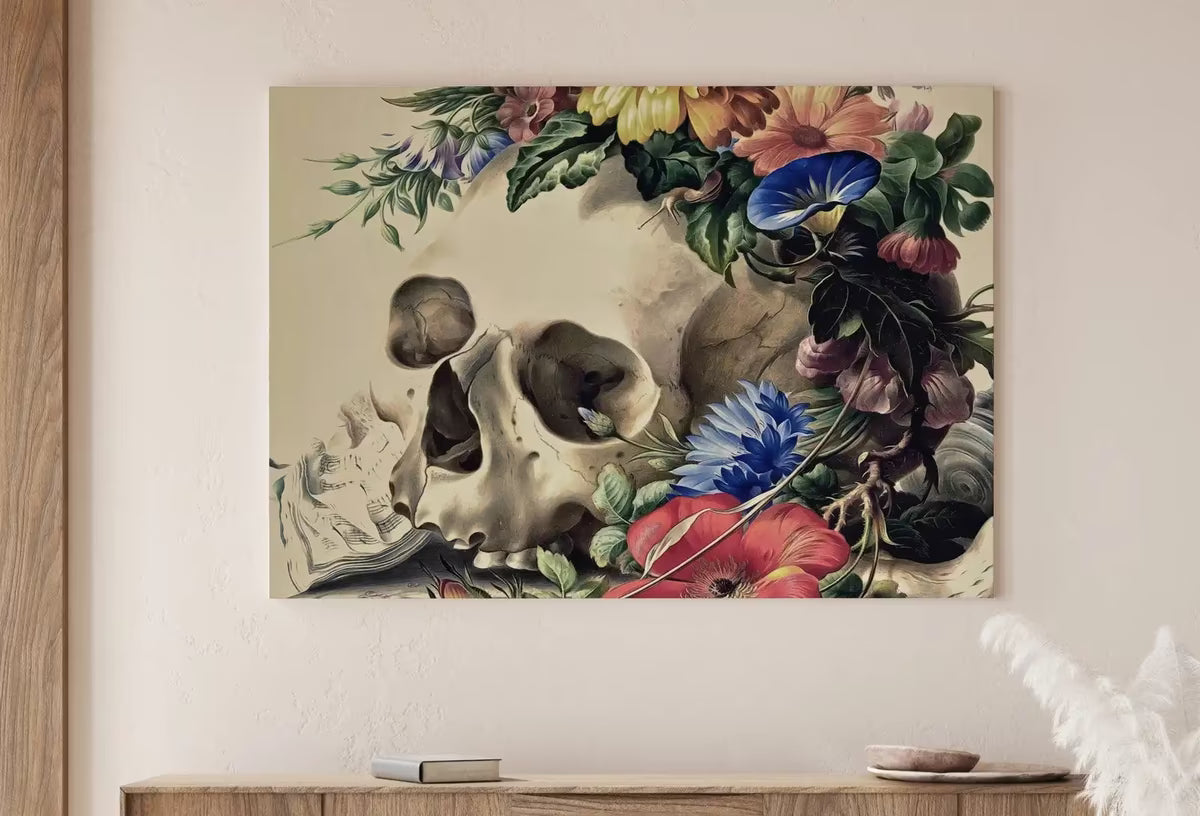 Skull Painting Vintage Printable Wall Art. Skull With Colorful Flowers, Floral Skull Print. , Skull Wall Decor Poster – Printable Wall Art