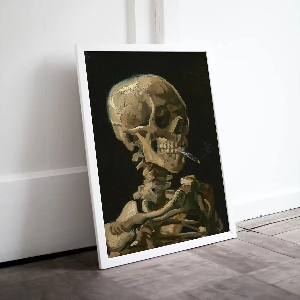 Skull Smoking Poster. Vintage Van Gogh Painting. Instant Download. Skeleton Halloween Printable Art. Famous Art Prints, Grunge room decor – Printable Wall Art