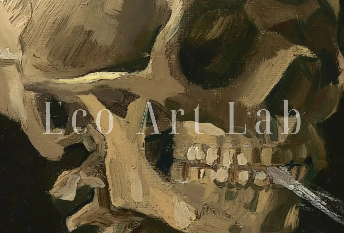 Skull Smoking Poster. Vintage Van Gogh Painting. Instant Download. Skeleton Halloween Printable Art. Famous Art Prints, Grunge room decor – Printable Wall Art