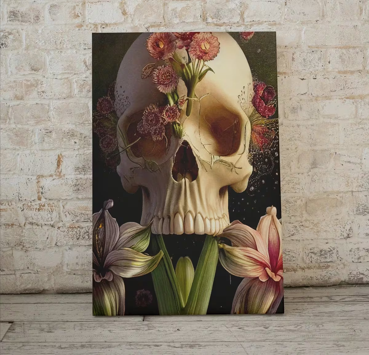 Skull With Colorful Flowers. Printable Wall Art. Modern Floral Skull Painting Print. . Skull Wall Decor Poster. Skull Art – Printable Wall Art