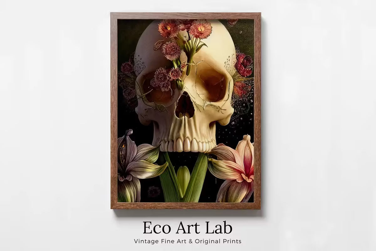 Skull With Colorful Flowers. Printable Wall Art. Modern Floral Skull Painting Print. . Skull Wall Decor Poster. Skull Art – Printable Wall Art