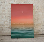 Sky and Sea Gradient Evening Colors with Hazy Moon. Nautical Landscape Wall Art. Colorful Seascape Coastal Digital Printable Art. Beach Art – Printable Wall Art