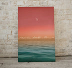 Detail view of artwork from Sky and Sea Gradient Evening Colors with Hazy Moon. Nautical Landscape Wall Art. Colorful Seascape Coastal Digital Printable Art. Beach Art. (variation 2)