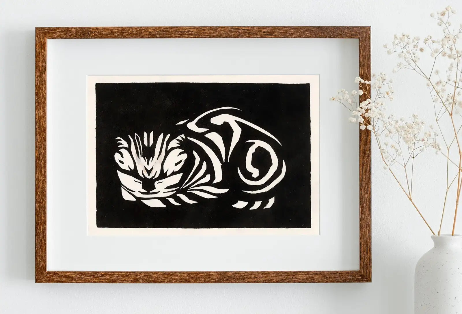 Detail view of artwork from Sleeping Cat Vintage Art Nouveau Print Wall Art. Instant Download Cat Painting Retro Julie De Graag Printable Wall Art. Art Nouveau Poster. (variation 1)