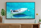 Included artwork preview showing first selection of artworks from Small Boat Floating at Sea Landscape Painting, Frame TV Art Digital Download, Digital Art for Tv, Colorful Art for Frame TV.