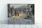 Included artwork preview showing first selection of artworks from Small Cabin in the Snow Winter Landscape Painting. Printable Wall Art, for Home or Office Decor, Nature Print Digital Art Instant Download.