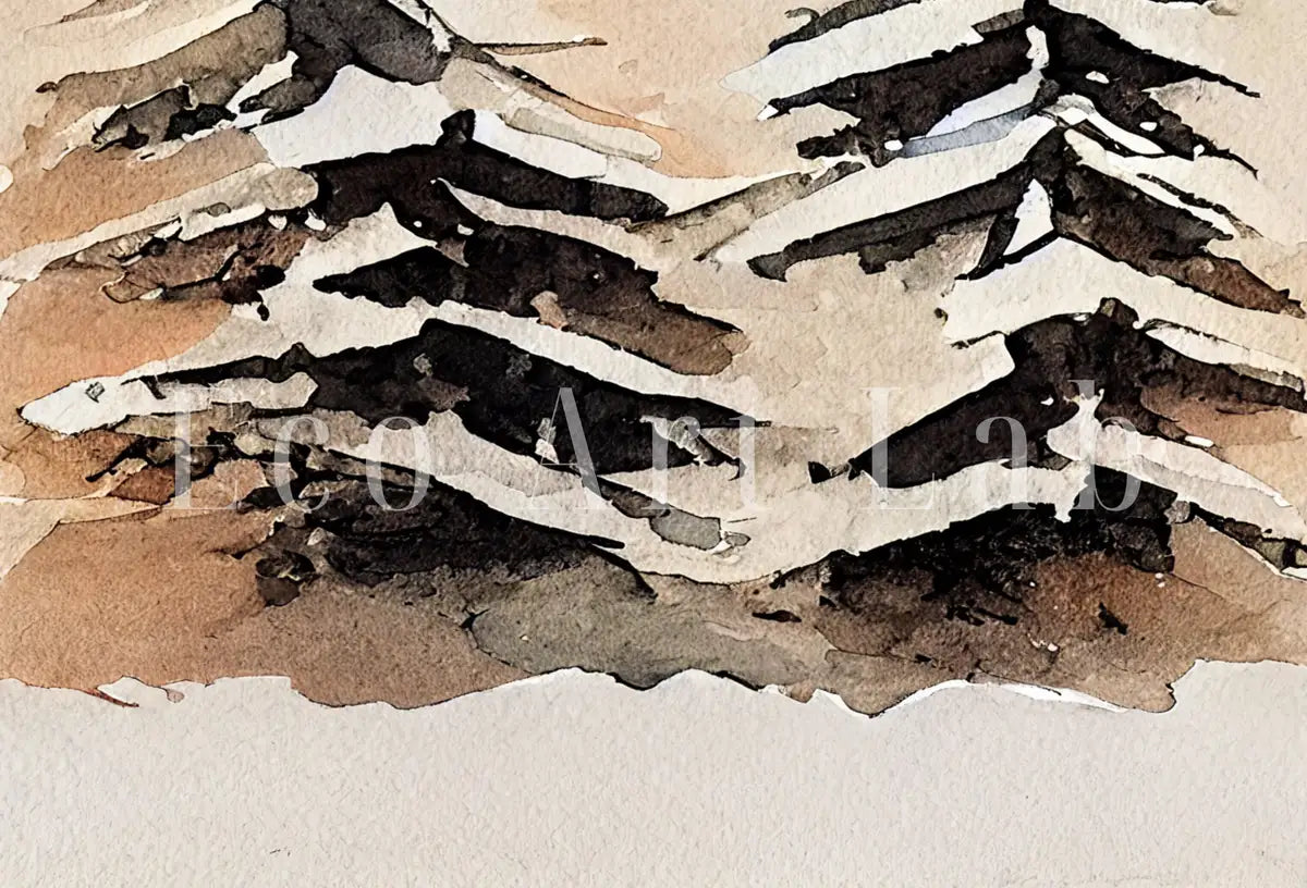 Peinture aquarelle de forêt enneigée : Ensemble de trois impressions pour une galerie murale hivernale, art mural imprimable de paysage forestier.