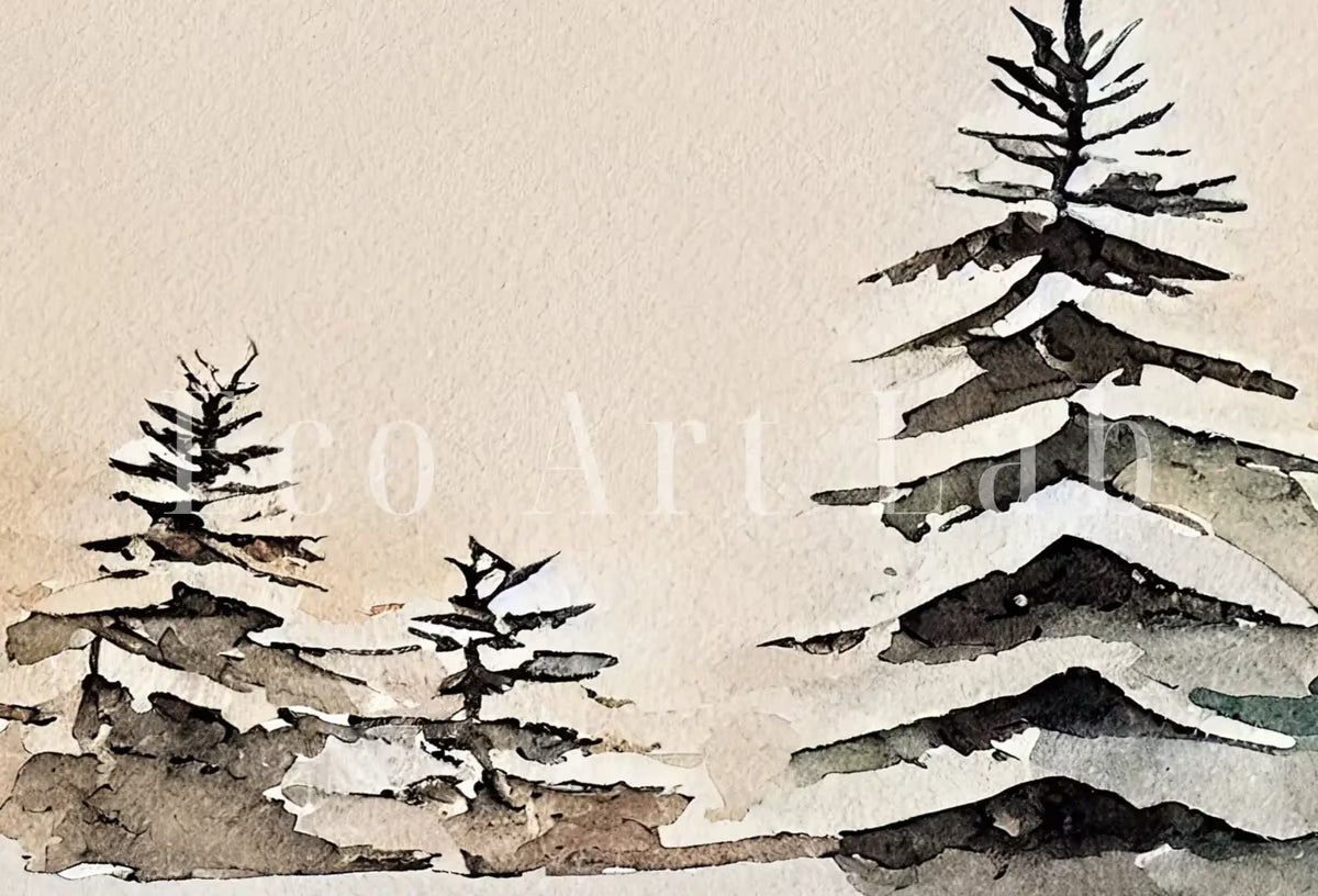 Snowy Forest Watercolor Painting. Set of 3 Prints. Winter Forest Landscape Printable. Printable Wall Art. 3 Piece Wall Art. Gallery Wall Set – Printable Wall Art Set