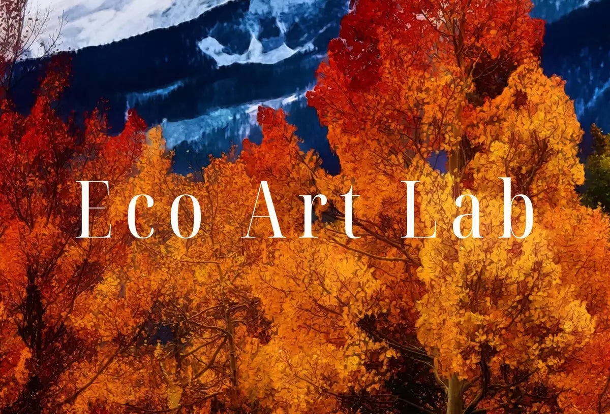 Detail view of artwork from Snowy Mountain & Fall Forest Landscape Painting. Printable Wall Art. Home or Office Decor. Nature Print Digital Autumn Art. Instant Download. (variation 2)