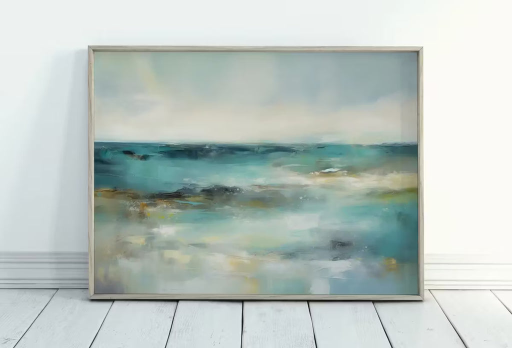 Soft Coastal Landscape. Minimalist Neutral Abstract Painting. Printable Wall Art. Modern Minimalist Poster. Muted Horizon Landscape – Printable Wall Art