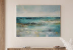 Detail view of artwork from Soft Coastal Landscape. Minimalist Neutral Abstract Painting. Printable Wall Art. Modern Minimalist Poster. Muted Horizon Landscape. (variation 1)