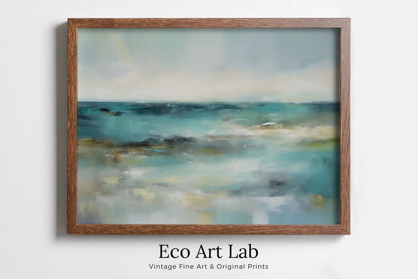 Framed view of Soft Coastal Landscape. Minimalist Neutral Abstract Painting. Printable Wall Art. Modern Minimalist Poster. Muted Horizon Landscape – printable wall art digital download.